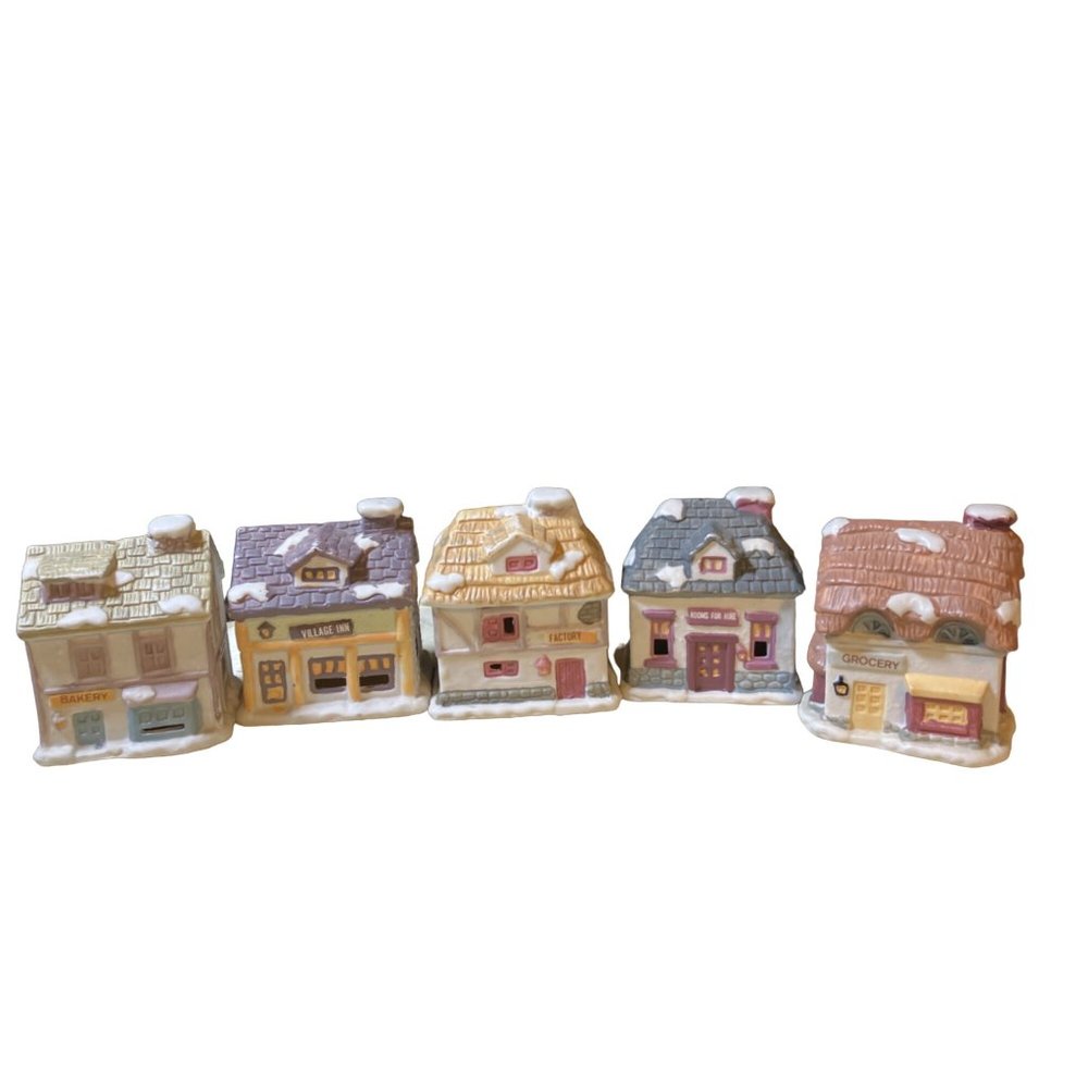 Village Houses 5 small Ornament or Christmas Village